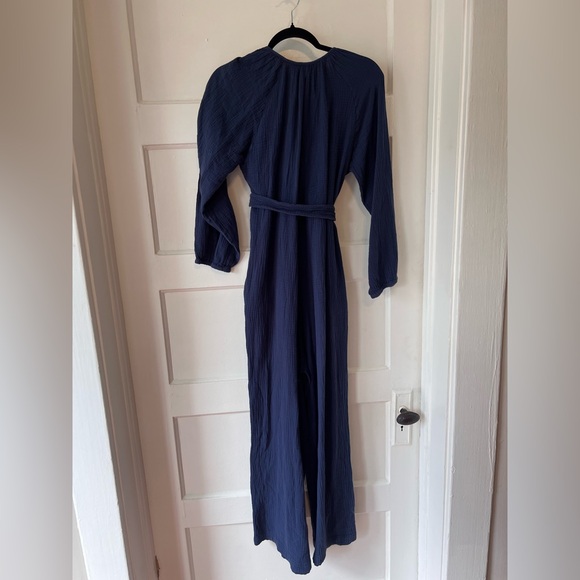 NOM ($128 retail) Navy Blue Maternity Jumpsuit 100% cotton super soft size small - Picture 8 of 8